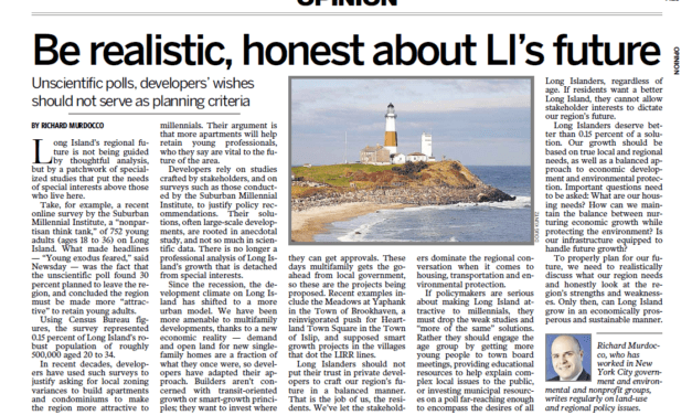 The Foggiest Idea in Newsday: Be Realistic, Honest About Long Island’s Future