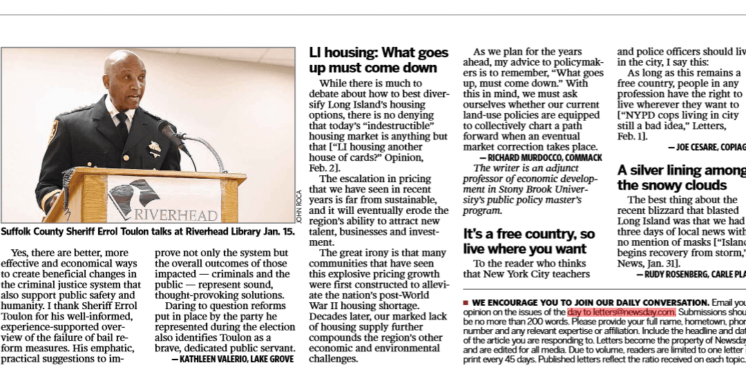 Featured in Newsday: LI Housing – What Goes Up, Must Come Down