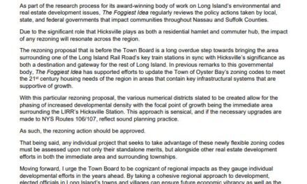 Public Comments: Hicksville Rezoning A Step in the Right Direction For Oyster Bay