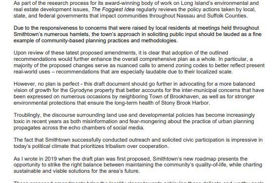 Public Comments: Amendments to Smithtown’s Draft Comprehensive Plan
