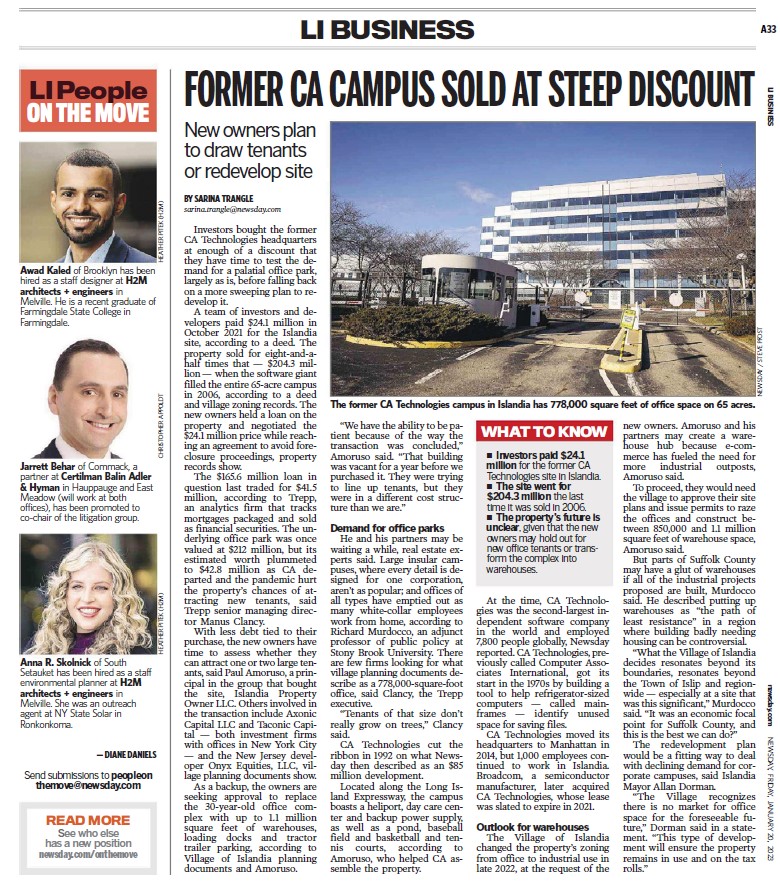 A newspaper clipping with a quote from Richard Murdocco, an adjunct professor of policy at Stony Brook University