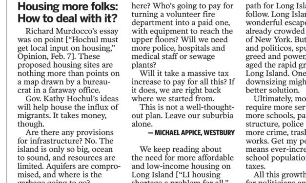 Newsday Readers Respond to Murdocco: Ask Hochul to Find Open Housing Space