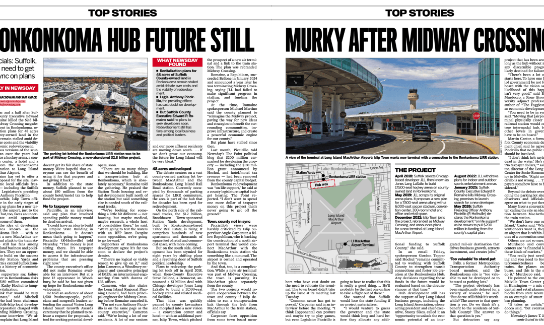 Quoted in Newsday: Ronkonkoma Hub’s Future Still Murky After Midway Crossing