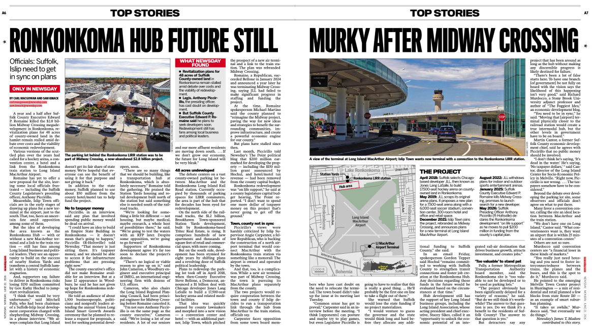 A screenshot of a Newsday Article that quotes Stony Brook University Adjunct Professor Richard Murdocco